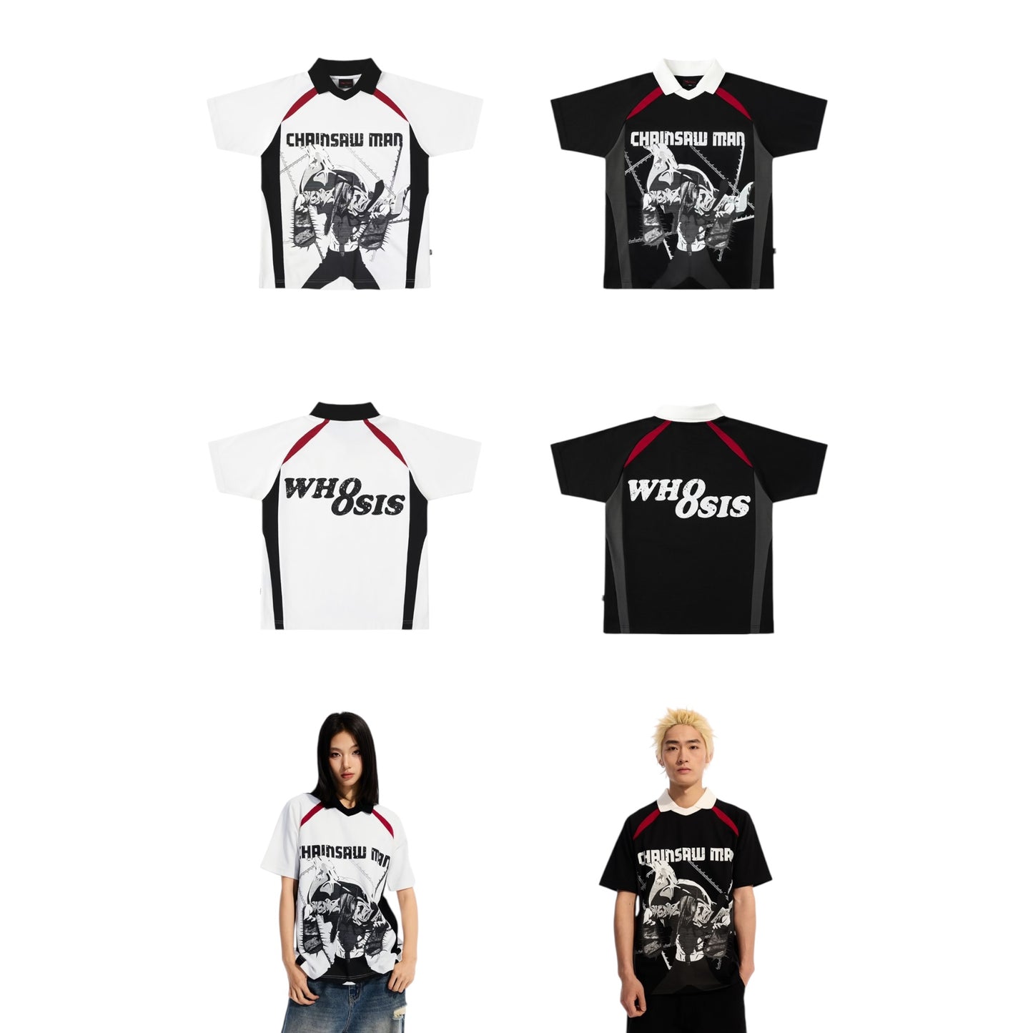 【鏈鋸人官方聯名】鏈鋸拼接POLO足球衣