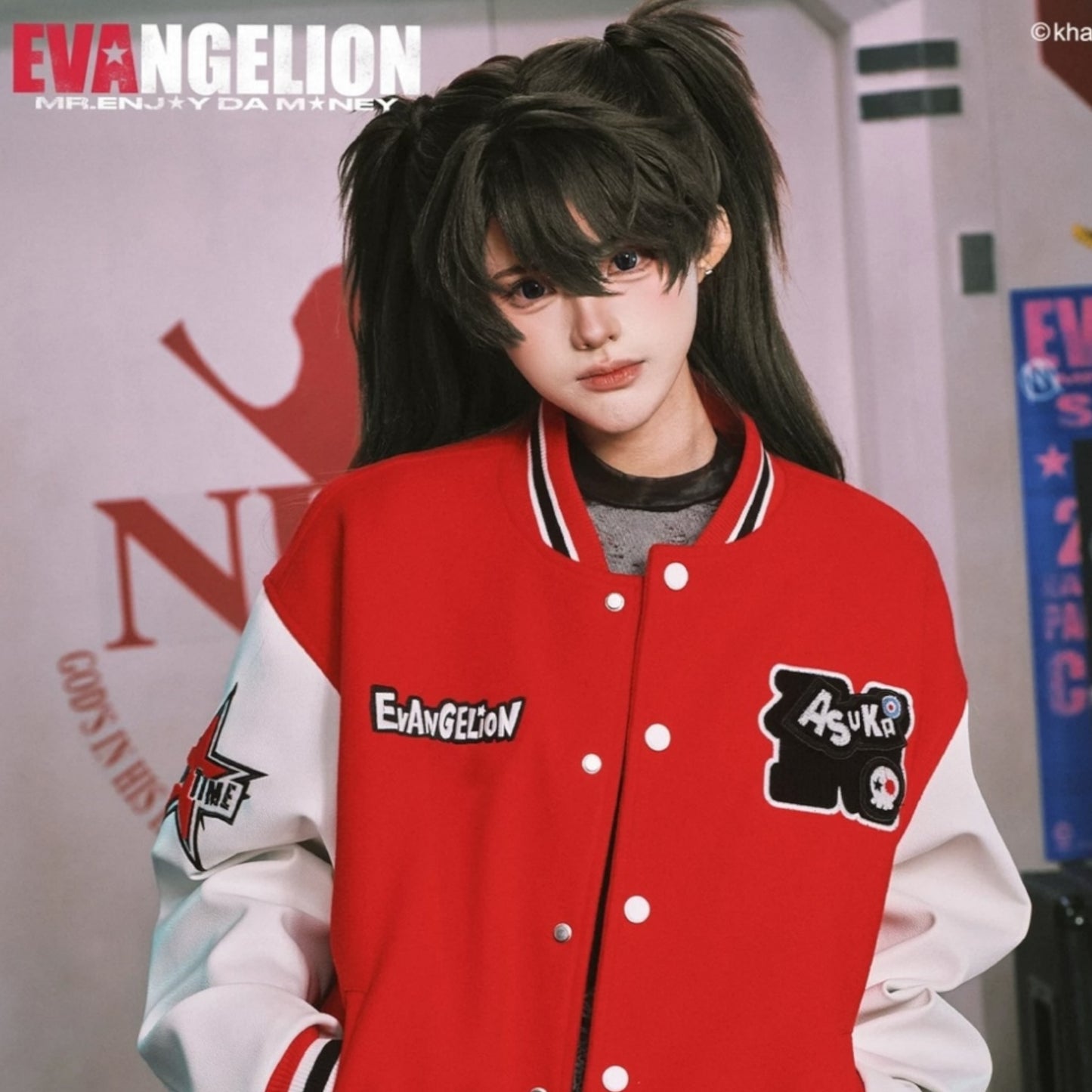 EVA聯名 樂團系列人物魔術貼休閒棒球外套