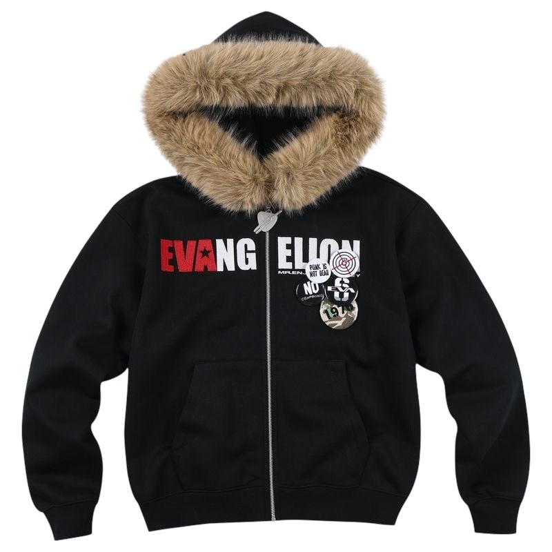EVA聯名 系列人物線稿毛領保暖外套(明日香/薫)