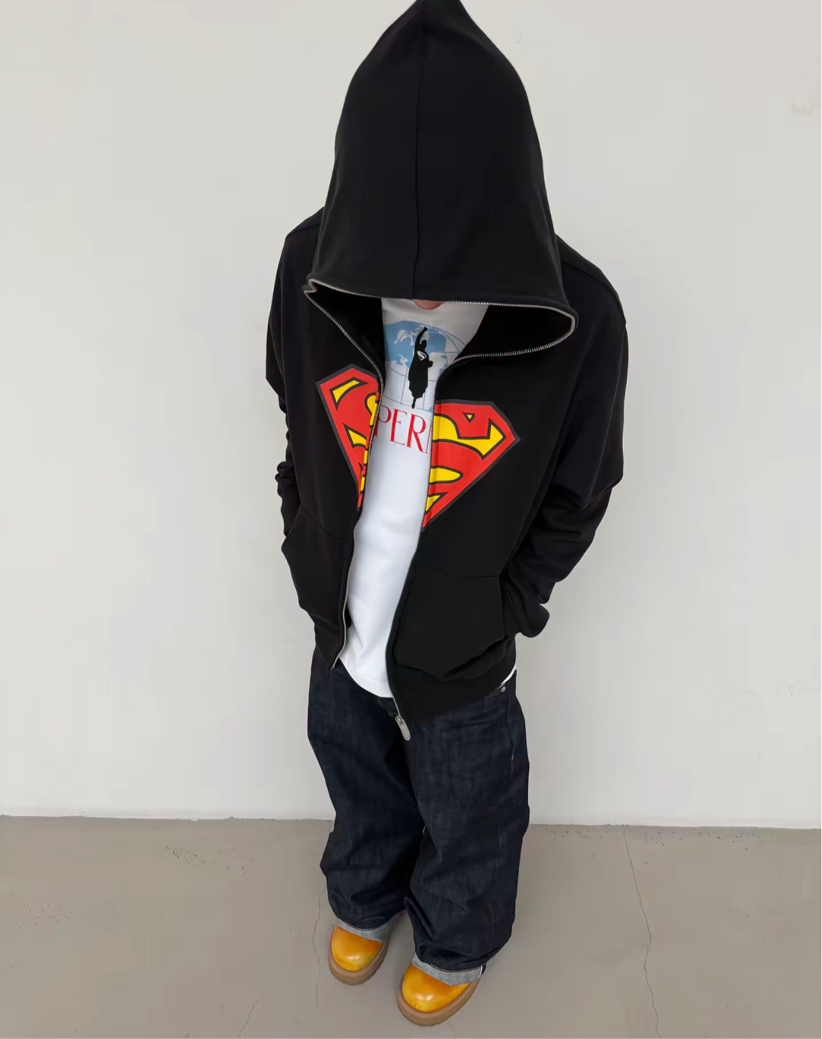 SUPERMAN 聯名|經典S盾Logo連帽拉鍊衛衣(藍)