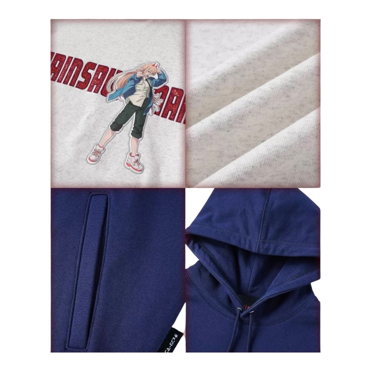 【鏈鋸人官方聯名】WHOOSIS 電次 帕瓦 貼布刺繡帽T