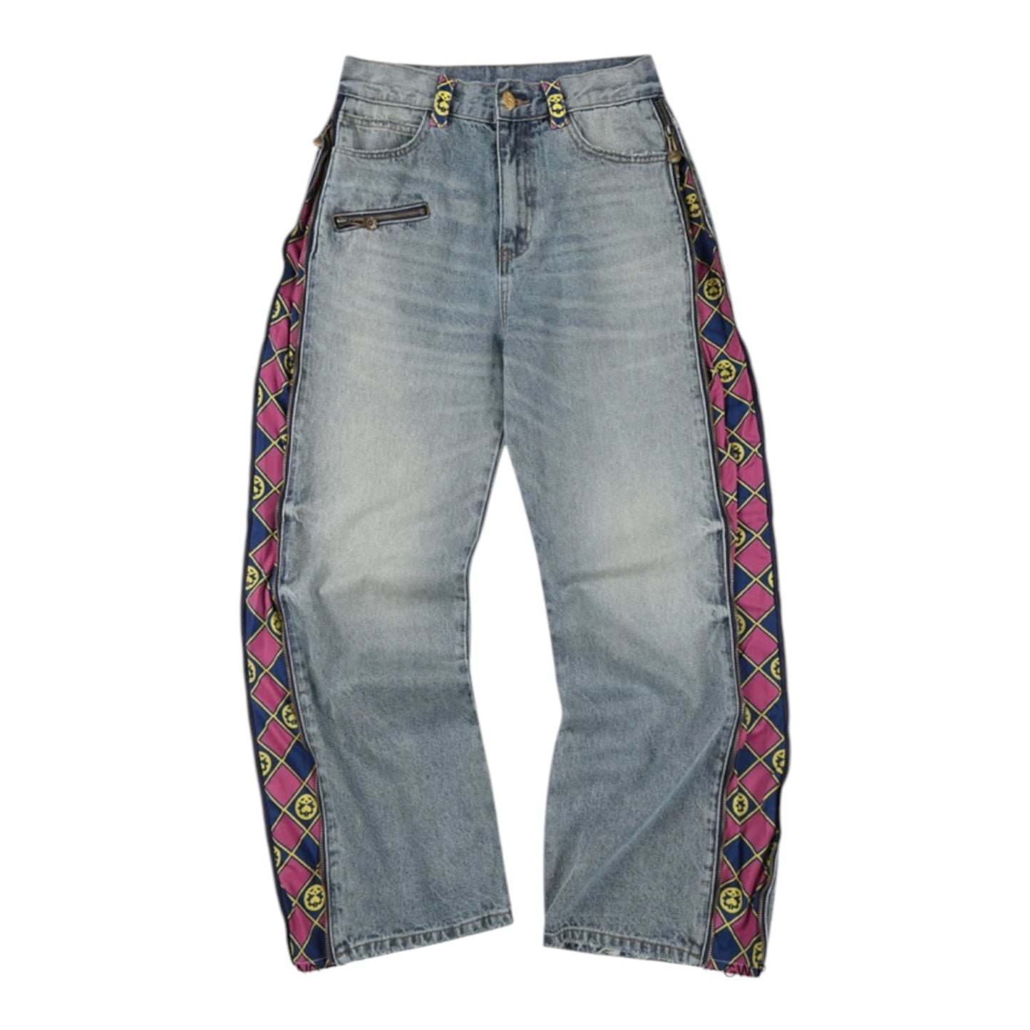 MEDM xJOJO 拉鍊格紋牛仔褲