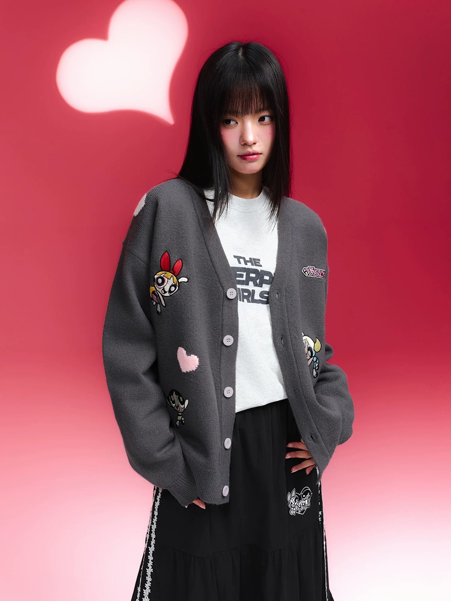 【飛天小女警2.0聯名】WHOOSIS 刺繡開衫毛衣