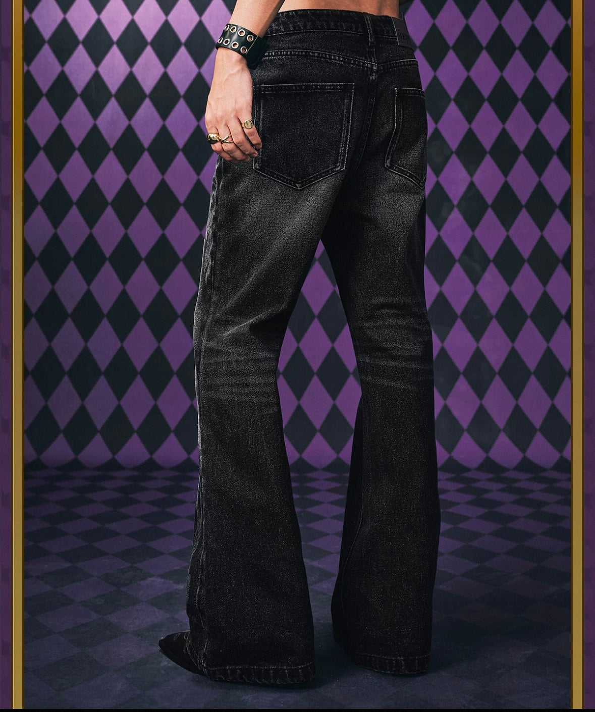 MEDM x JOJO 刺繡微寬牛仔褲