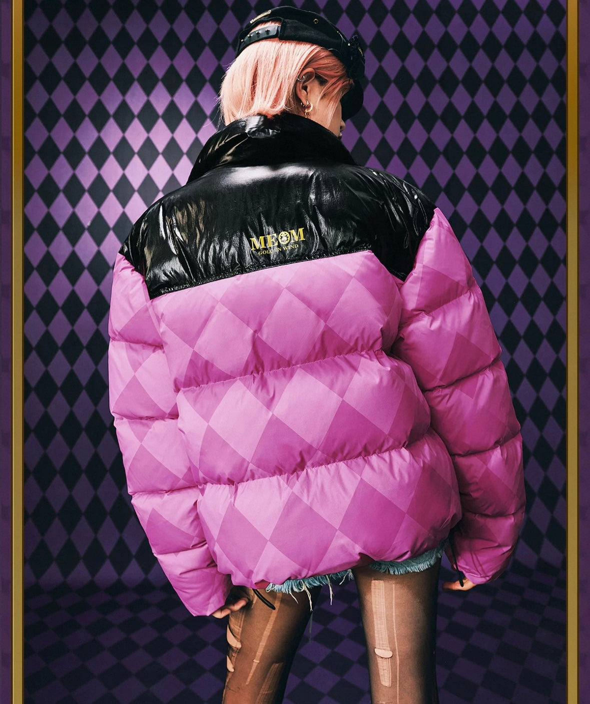 MEDM xJOJO 格紋拼色羽絨服