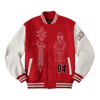 【鏈鋸人官方聯名】WHOOSIS 角色刺繡夾棉棒球服夾克