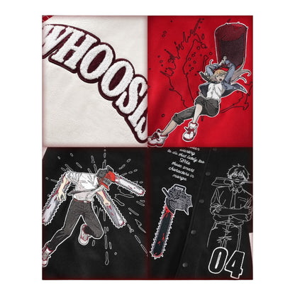 【鏈鋸人官方聯名】WHOOSIS 角色刺繡夾棉棒球服夾克