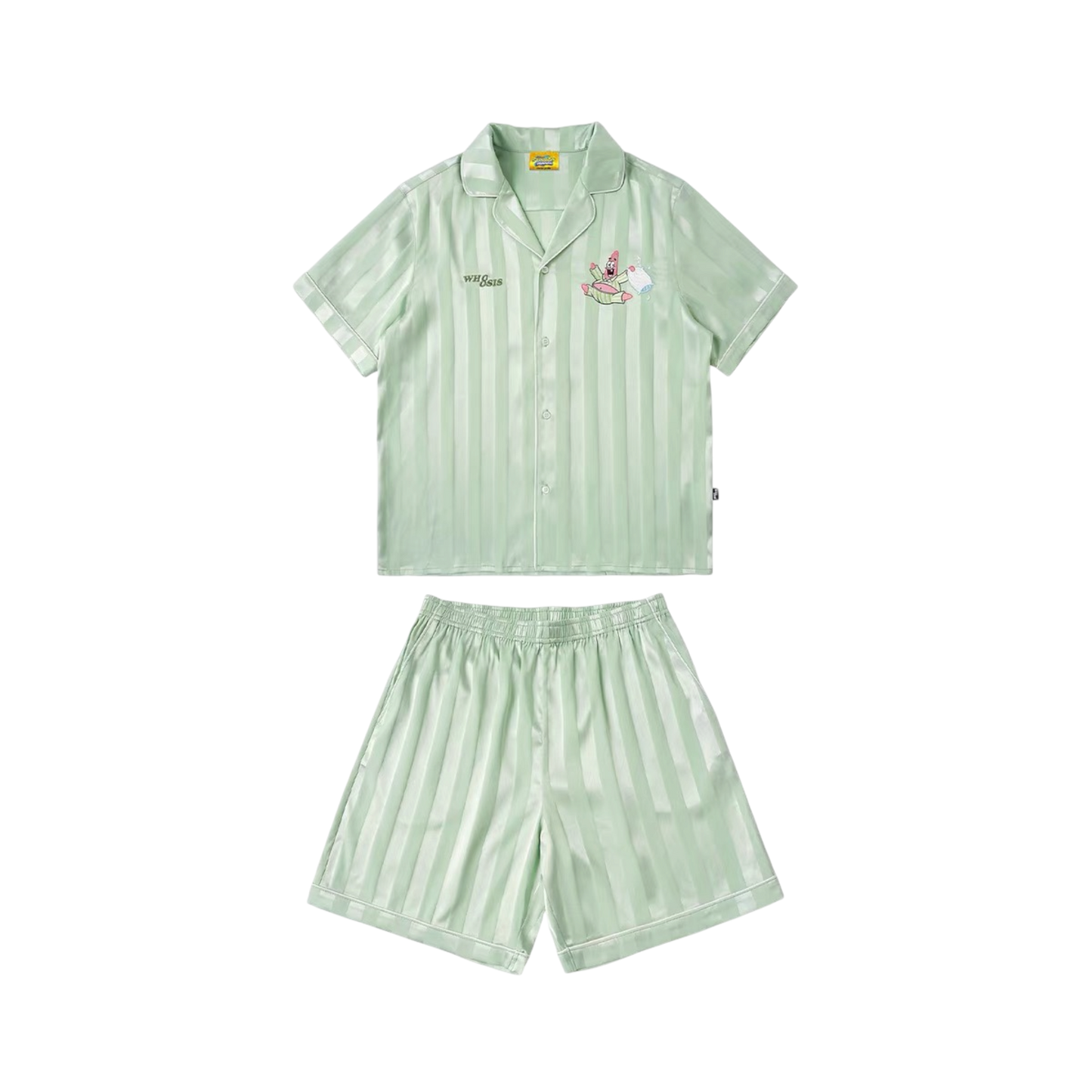 【海綿寶寶官方聯名】刺繡條紋睡衣套裝夏季居家 情侶裝