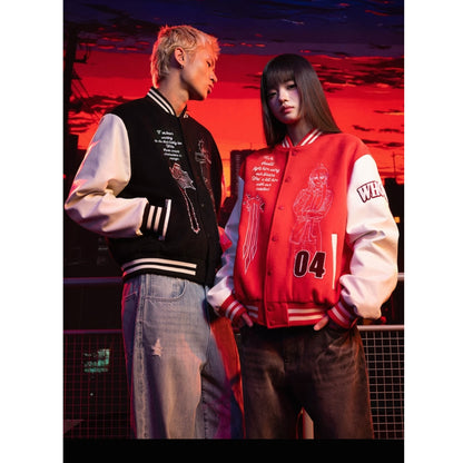 【鏈鋸人官方聯名】WHOOSIS 角色刺繡夾棉棒球服夾克