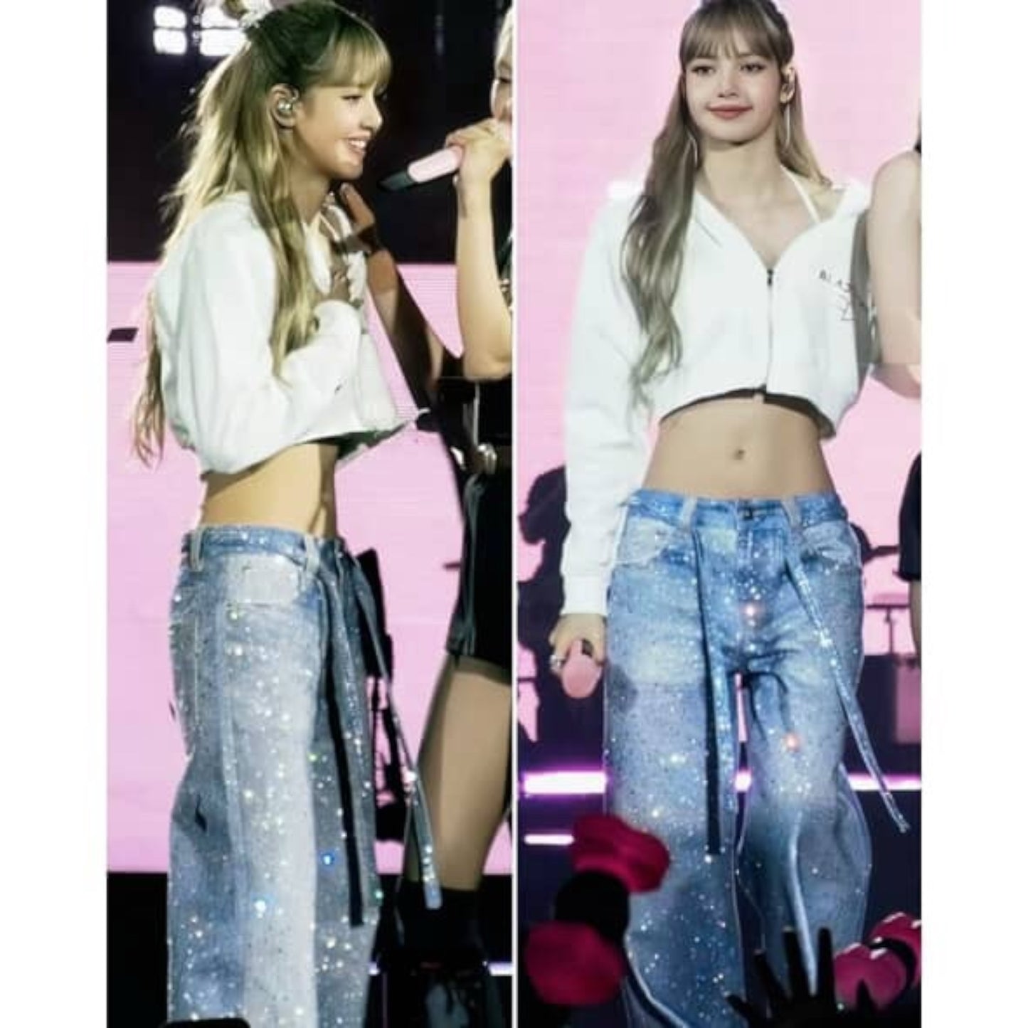 「Lisa 同款 」👑 Birth of Royal Child 立體滿鑽牛仔褲👖