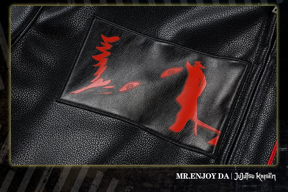 MEDM x 咒術迴戰聯名｜兩面宿儺後背大型貼布刺繡皮衣