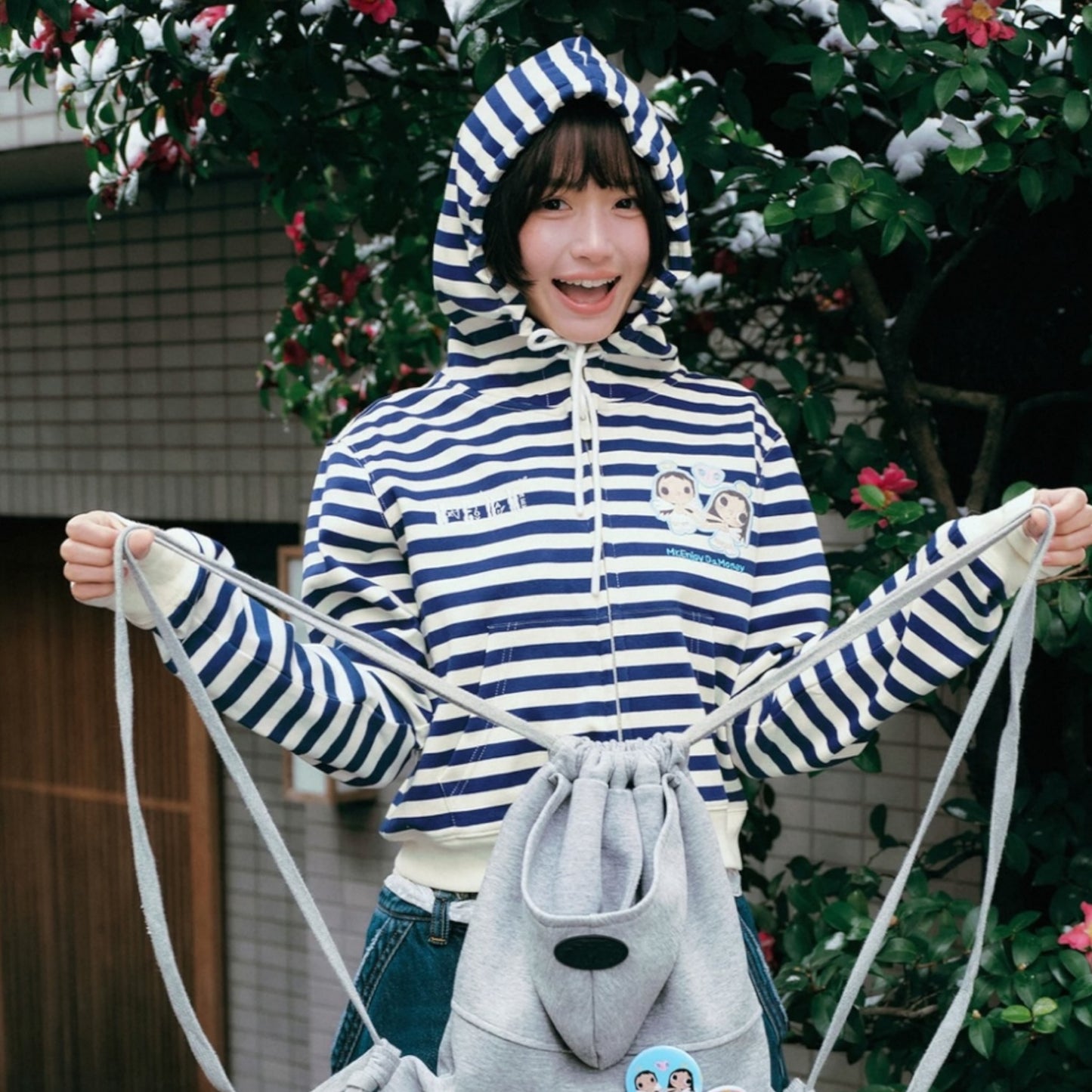 MEDM xYUY 天使短款條紋連帽外套