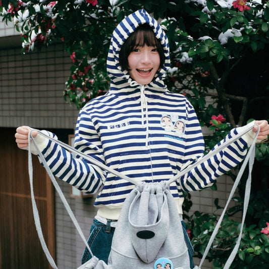 MEDM xYUY 天使短款條紋連帽外套