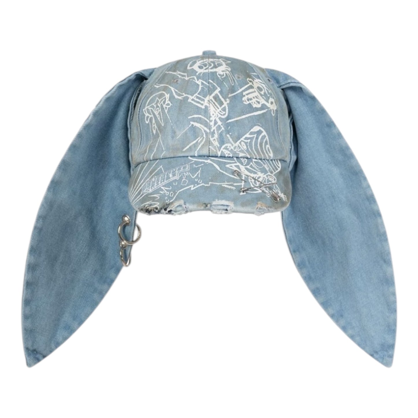 【飛天小女警2.0聯名】WHOOSIS 塗鴉牛仔水洗兔耳帽