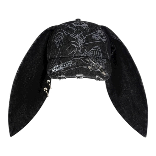 【飛天小女警2.0聯名】WHOOSIS 塗鴉牛仔水洗兔耳帽