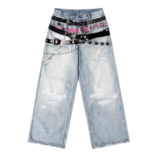 【飛天小女警2.0聯名】WHOOSIS 數碼印花牛仔褲