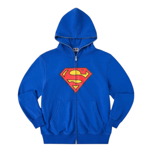 SUPERMAN 聯名｜經典S盾Logo連帽拉鍊衛衣（藍）