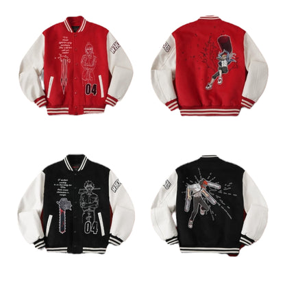 【鏈鋸人官方聯名】WHOOSIS 角色刺繡夾棉棒球服夾克