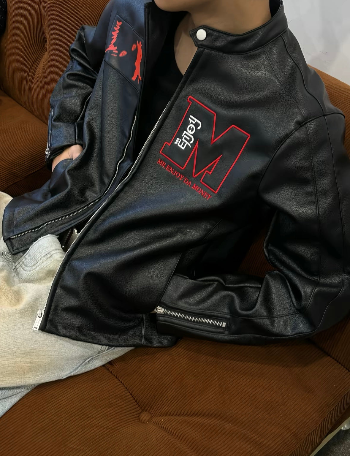 MEDM x 咒術迴戰聯名｜兩面宿儺後背大型貼布刺繡皮衣
