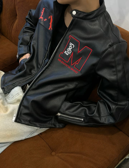 MEDM x 咒術迴戰聯名｜兩面宿儺後背大型貼布刺繡皮衣