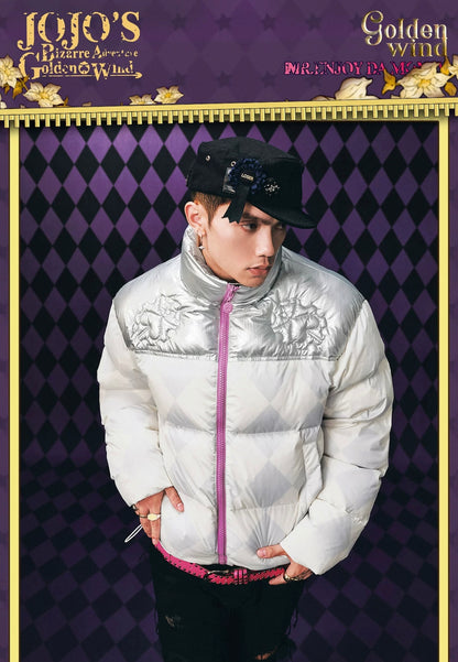 MEDM xJOJO 格紋拼色羽絨服