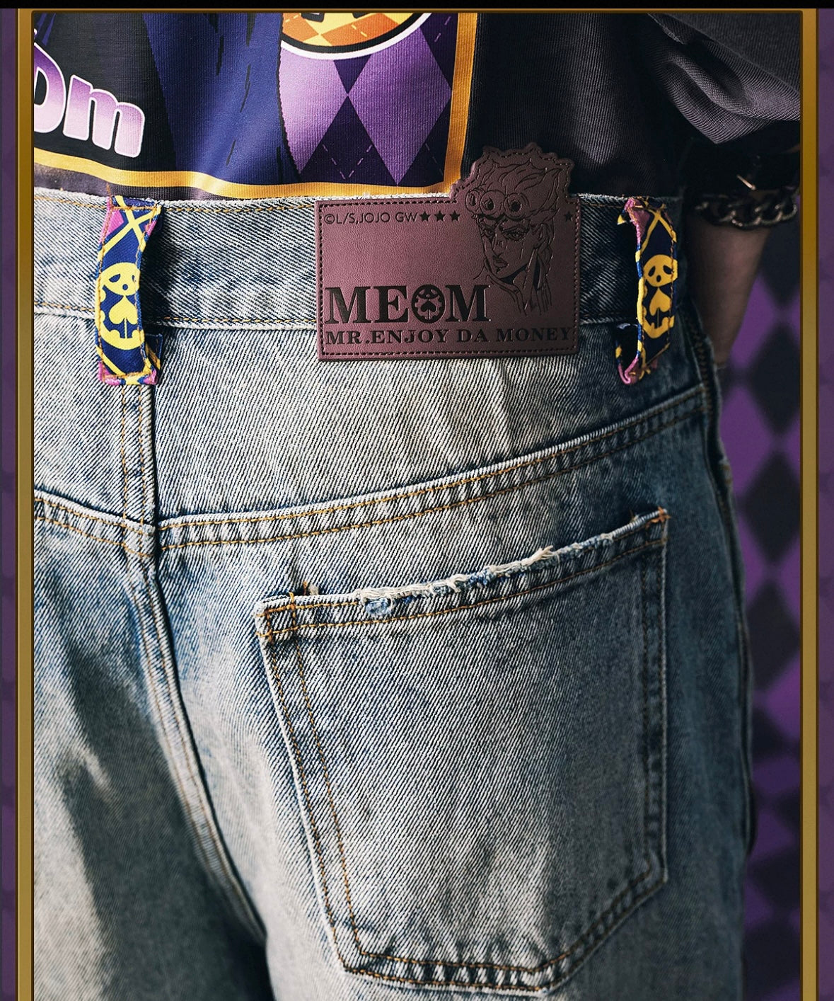 MEDM xJOJO 拉鍊格紋牛仔褲