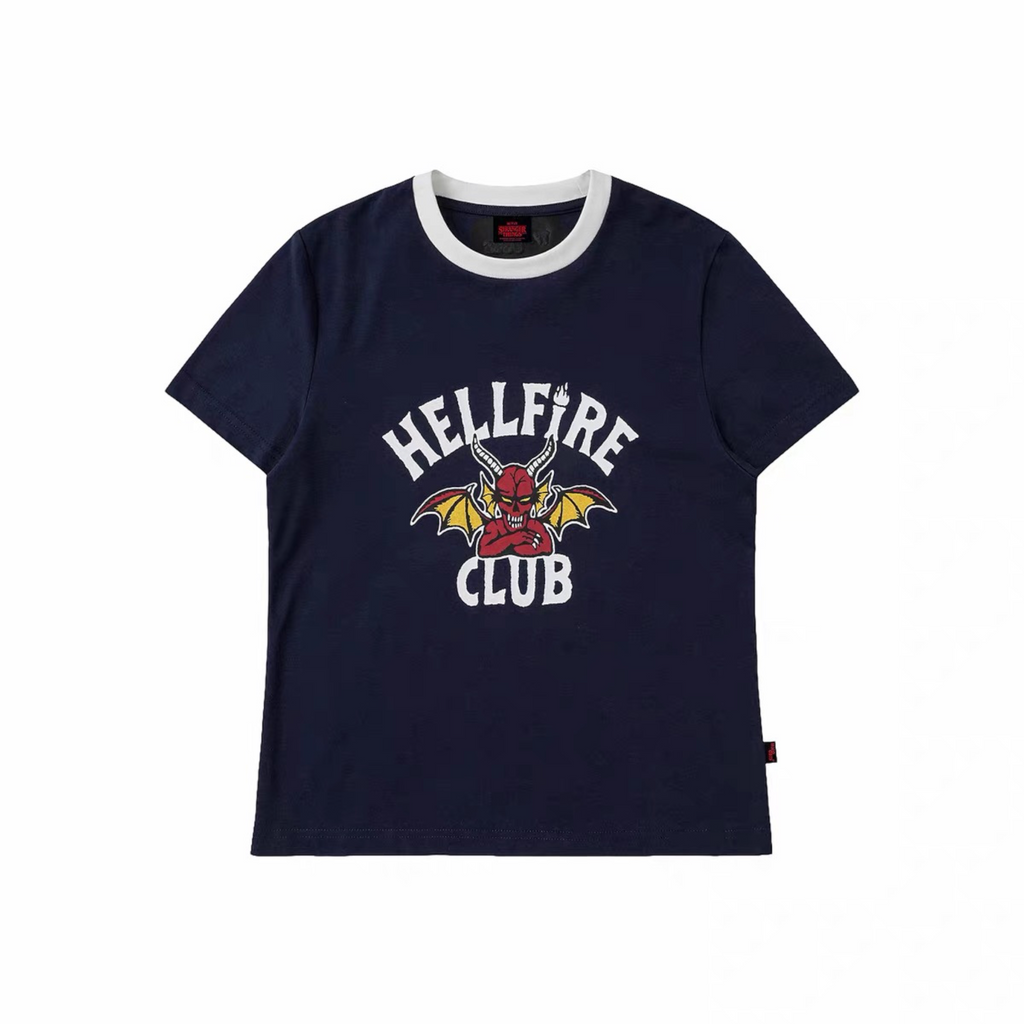 【怪奇物語官方聯名】地獄火俱樂Hellfire Club拼色短袖（常規/女款）