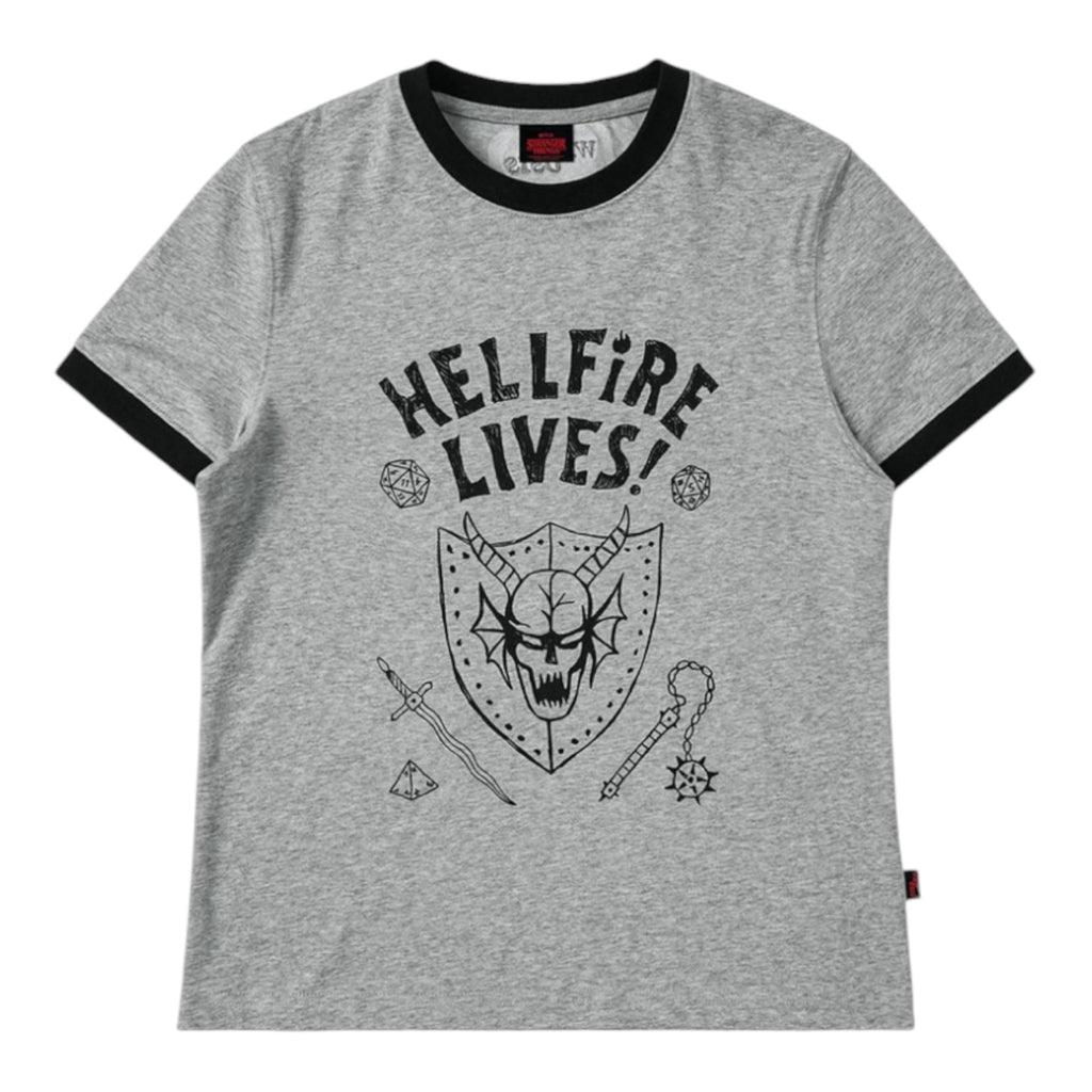 【怪奇物語官方聯名】Hellfire-Lives黑灰短袖（常規/女款）