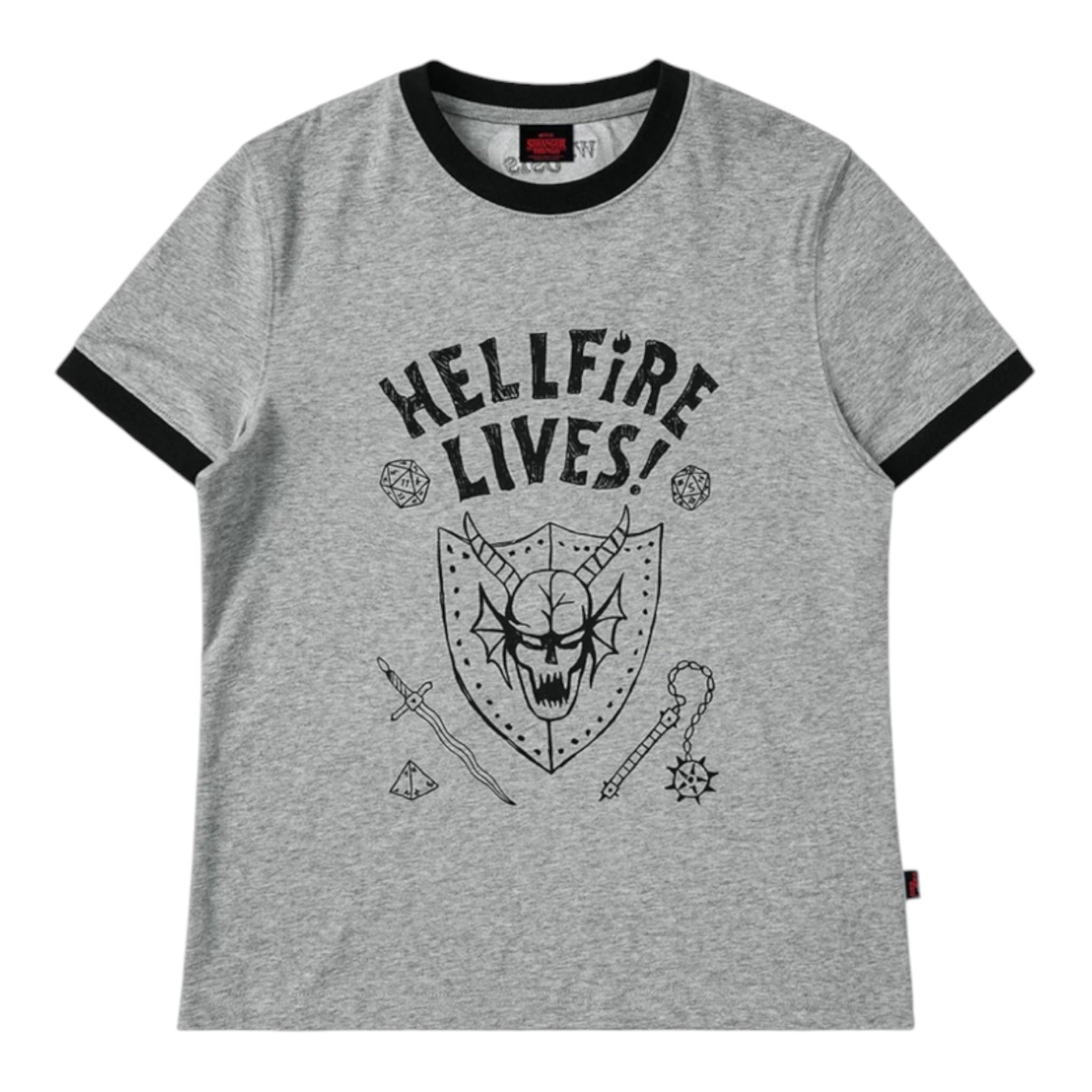 【怪奇物語官方聯名】Hellfire-Lives黑灰短袖（常規/女款）