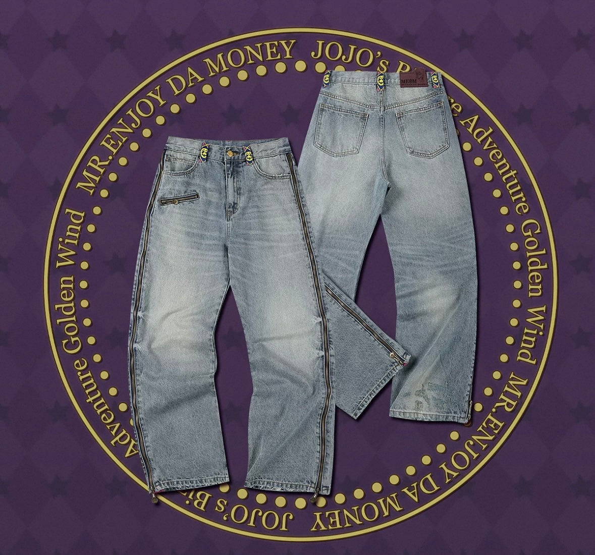 MEDM xJOJO 拉鍊格紋牛仔褲