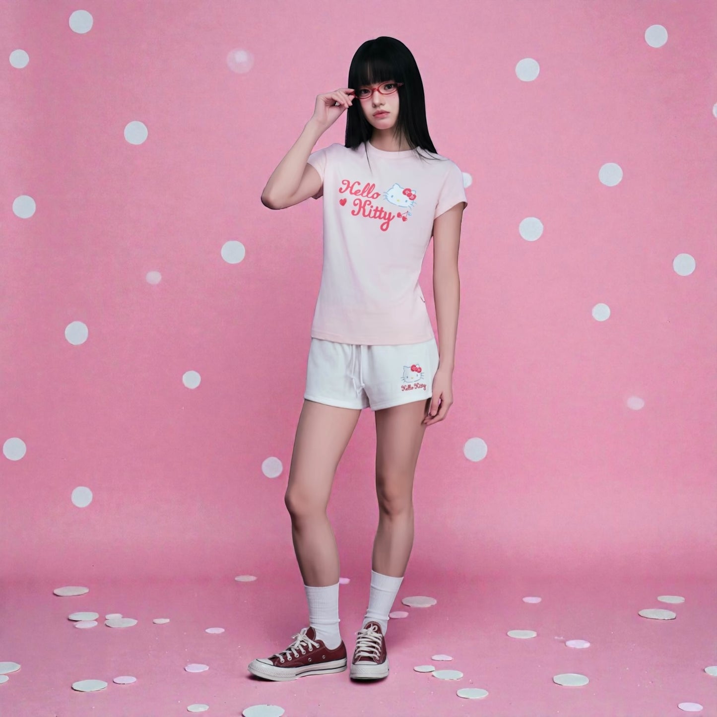 【HELLO KITTY官方聯名】 愛心櫻桃短褲