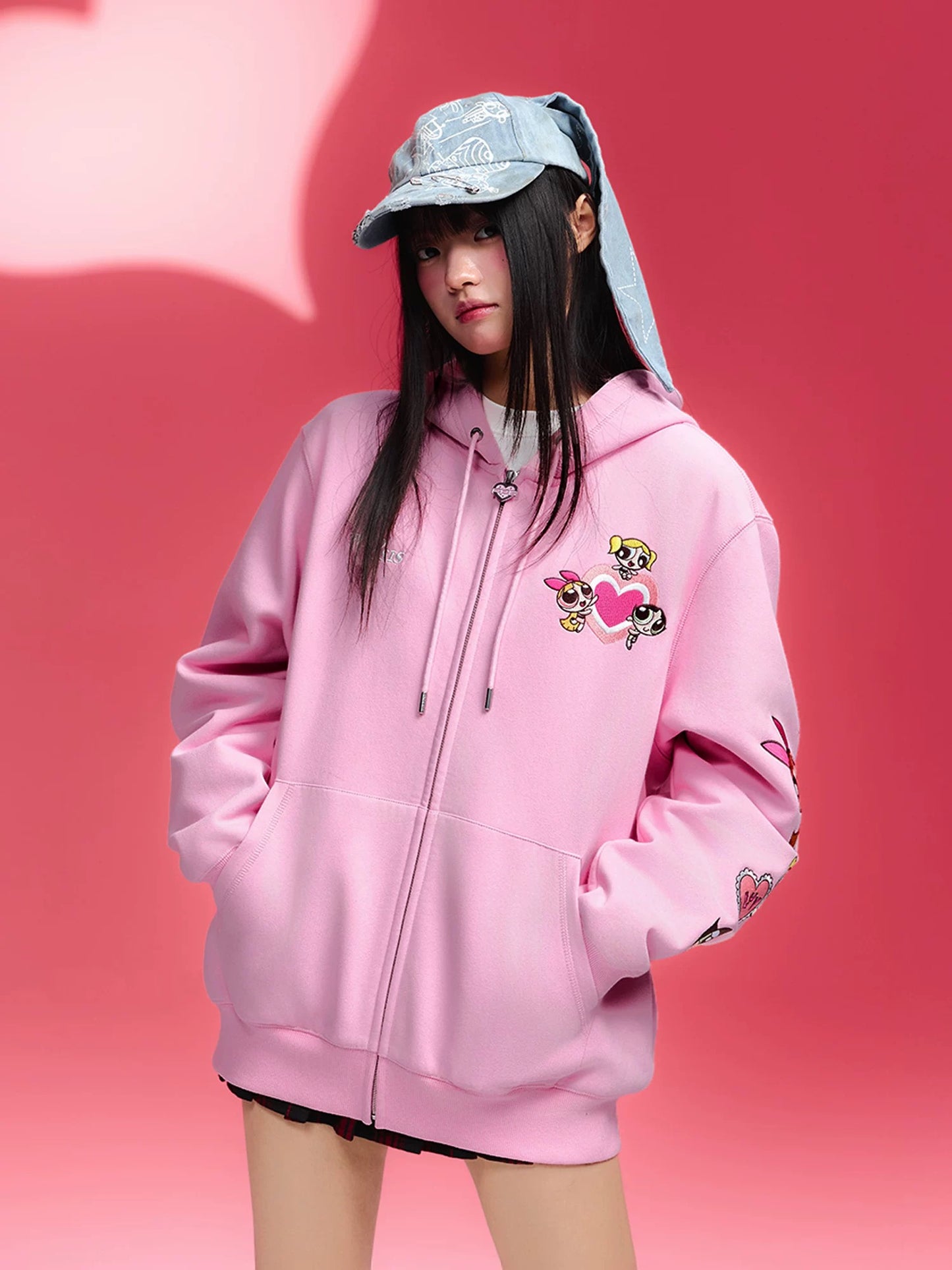 【飛天小女警2.0聯名】WHOOSIS 愛心刺繡拉鍊外套